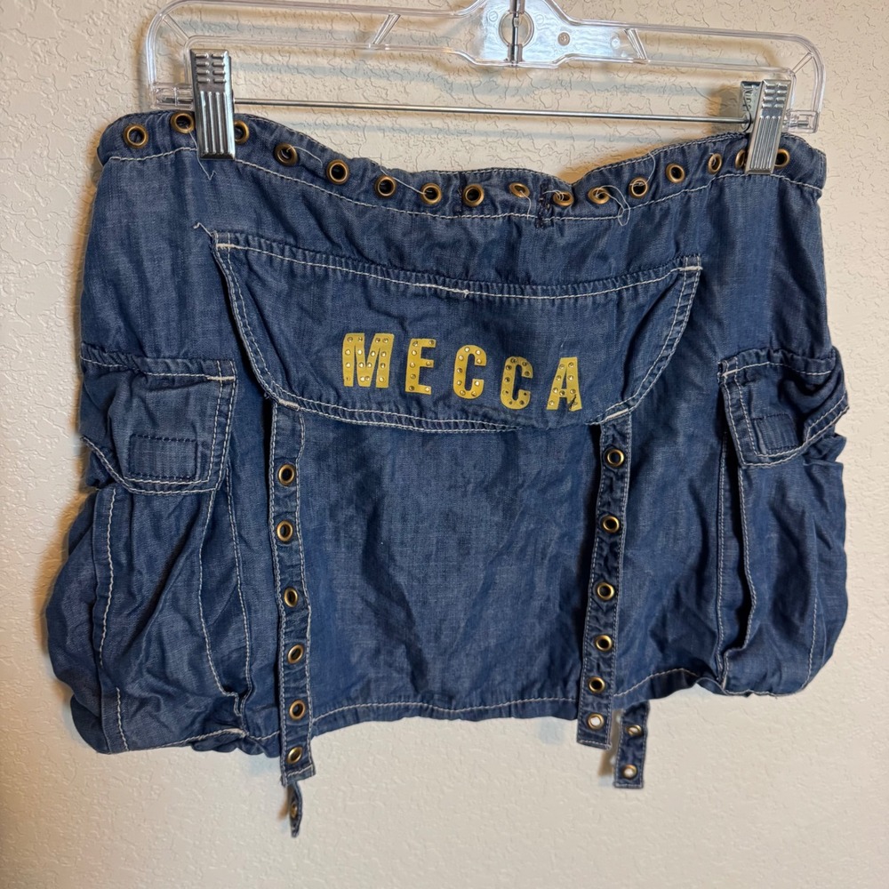 Streetwear Utility Y2K Mcbling Mecca Denim Mini Skirt Size 11/12 Blue